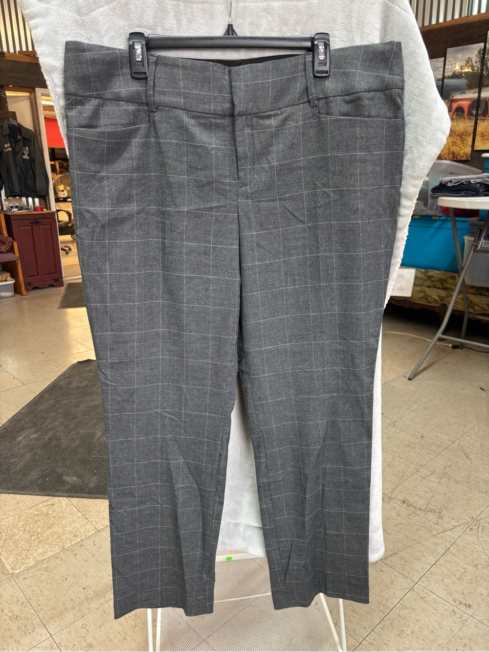 Tailored Gray Windowpane Dress Pants for women